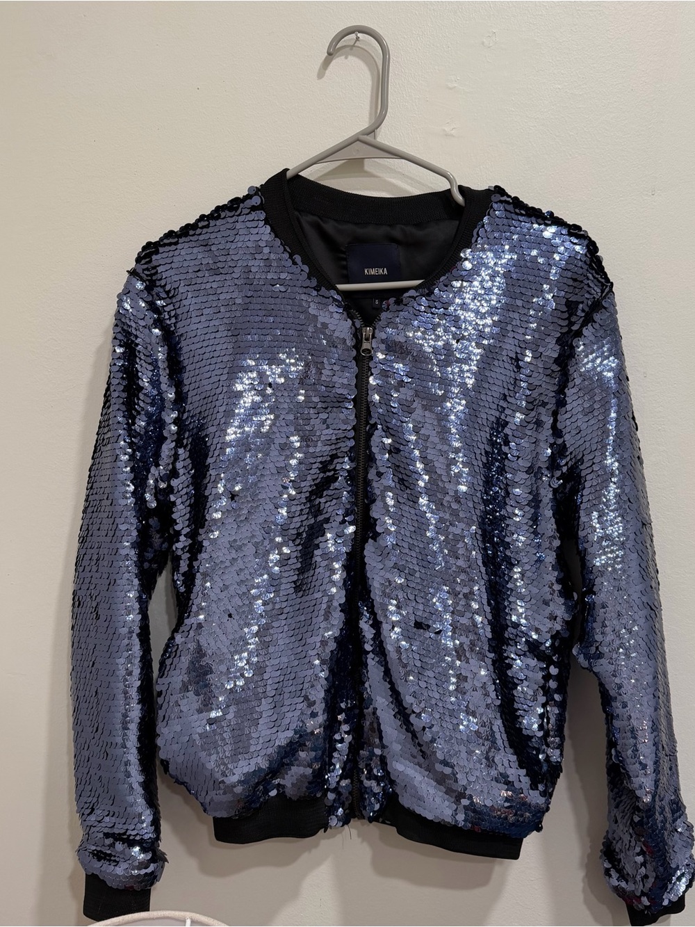 Mika Yoga Wear Blue Sequin Bomber Jacket
